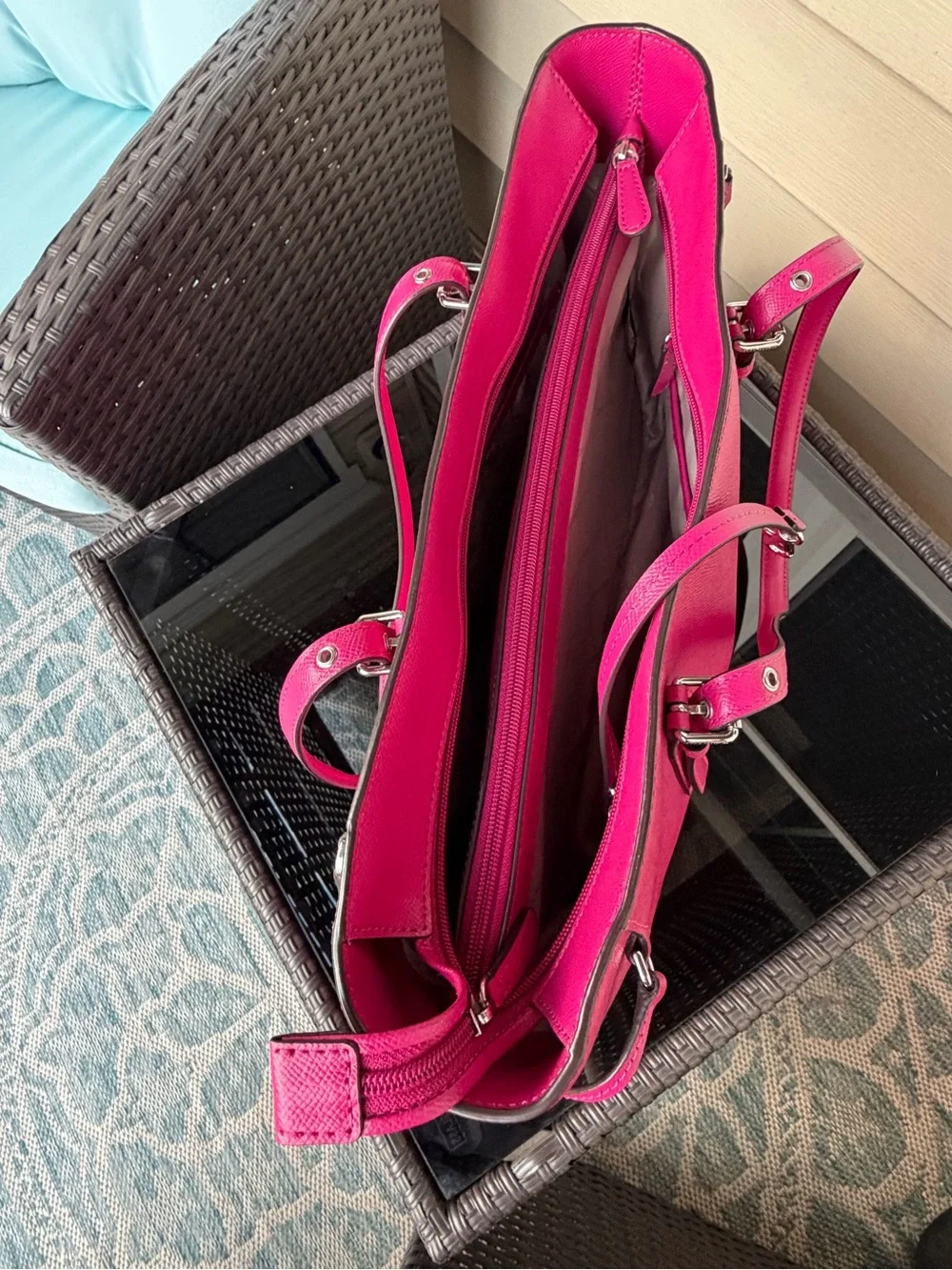 Michael Kors Hot Pink/Rasberry Saffiano Leather Tote